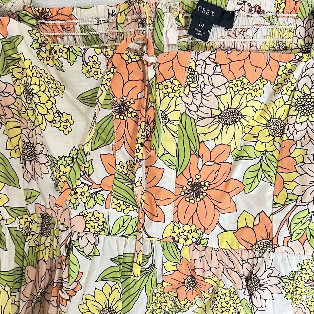 J Crew Smocked Top 14 Zinnia Floral Square Neck Peasant Cottagecore